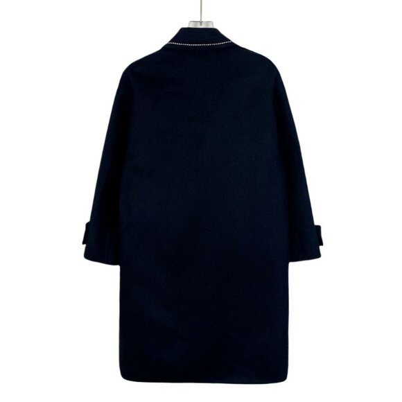 Prada Womens Wool-Blend Coat With Contrasting Stitching & Button Closure - Picture 2 of 8